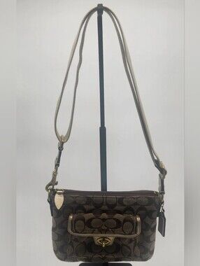 Coach Signature Swingpack Crossbody Khaki Brown Turnlock
